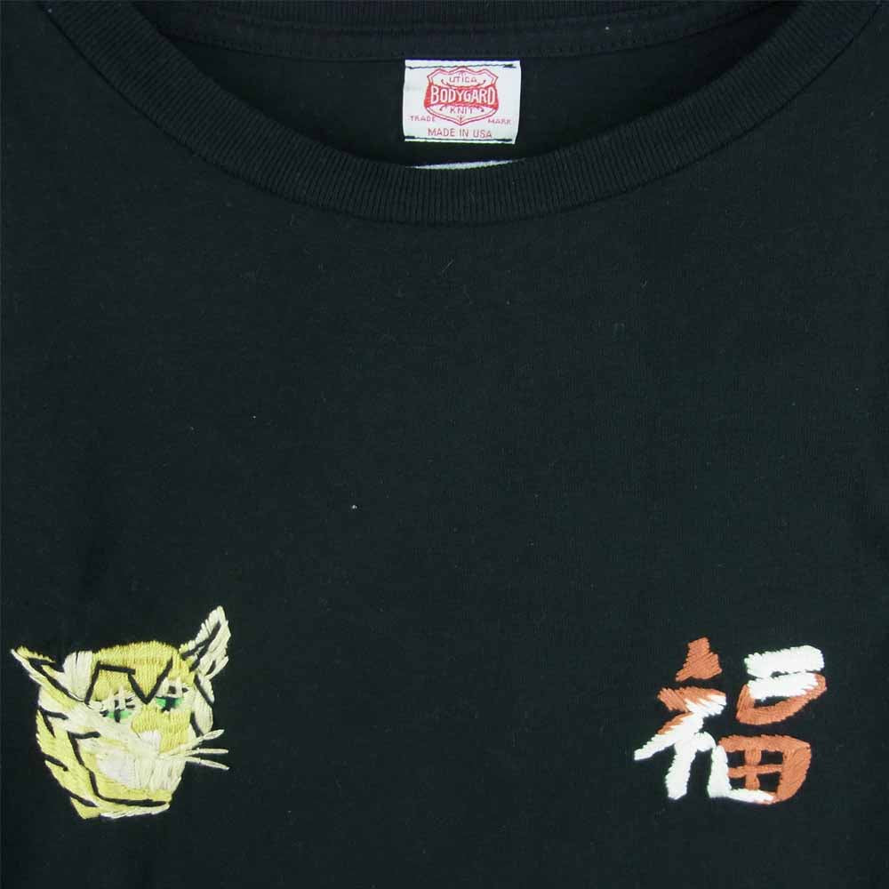 フロムザギャレット 虎 福 刺繍 半袖 Tシャツ コットン アメリカ製 ブラック系 M【中古】