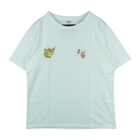 フロムザギャレット 虎 福 刺繍 半袖 Tシャツ コットン アメリカ製 ホワイト系 M【中古】