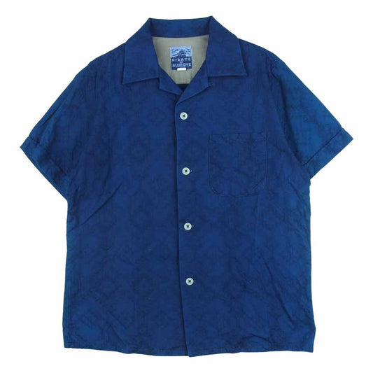 JELADO ジェラード PIRATE OF BLUE DYE 総柄 刺繍 半袖 シャツ コットン 日本製 ネイビー系 M【中古】