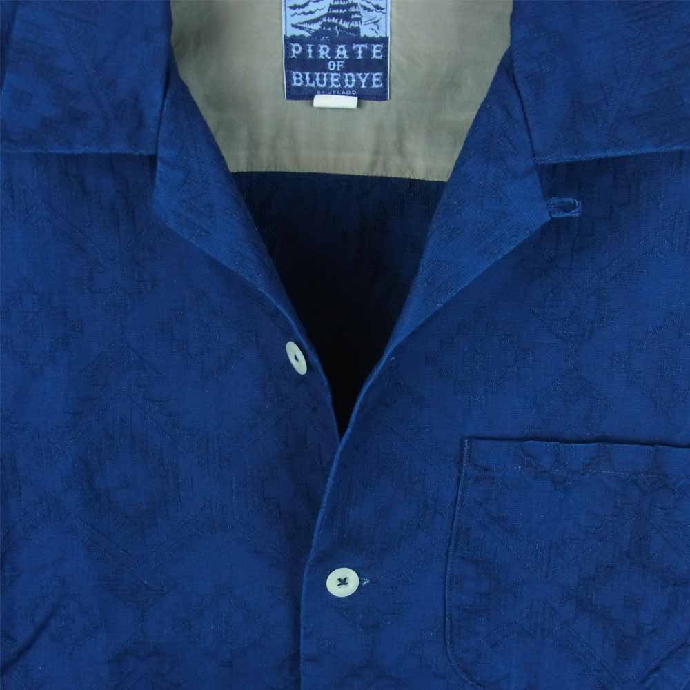JELADO ジェラード PIRATE OF BLUE DYE 総柄 刺繍 半袖 シャツ コットン 日本製 ネイビー系 M【中古】