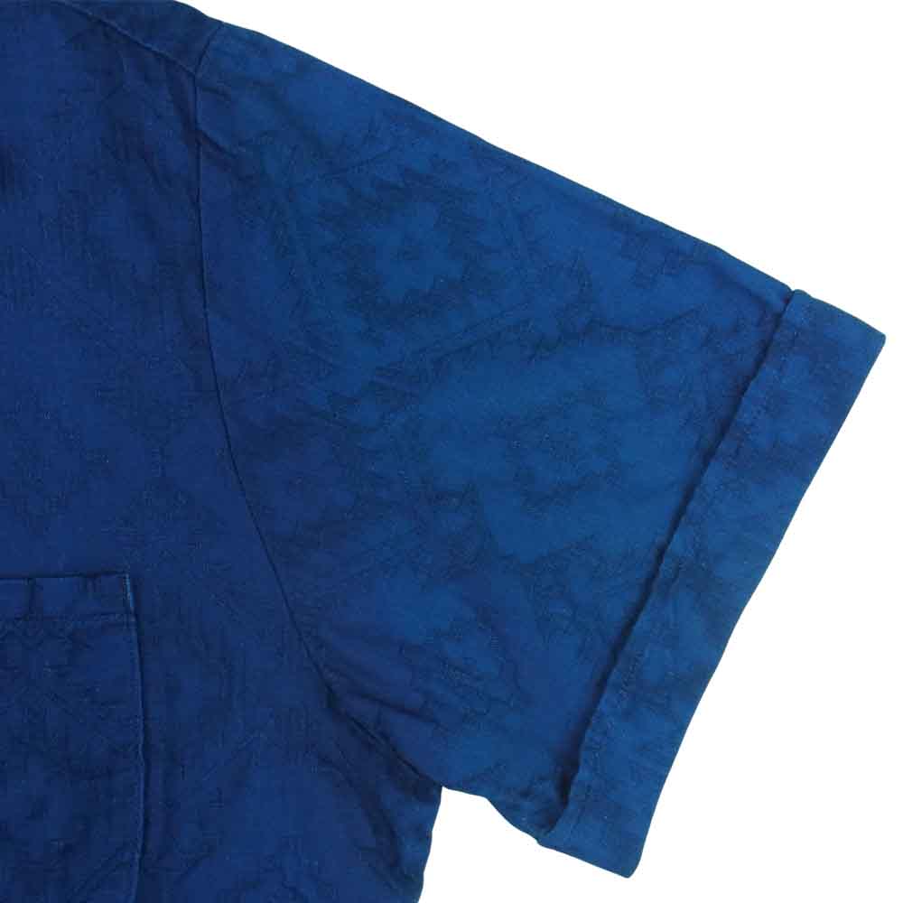 JELADO ジェラード PIRATE OF BLUE DYE 総柄 刺繍 半袖 シャツ コットン 日本製 ネイビー系 M【中古】