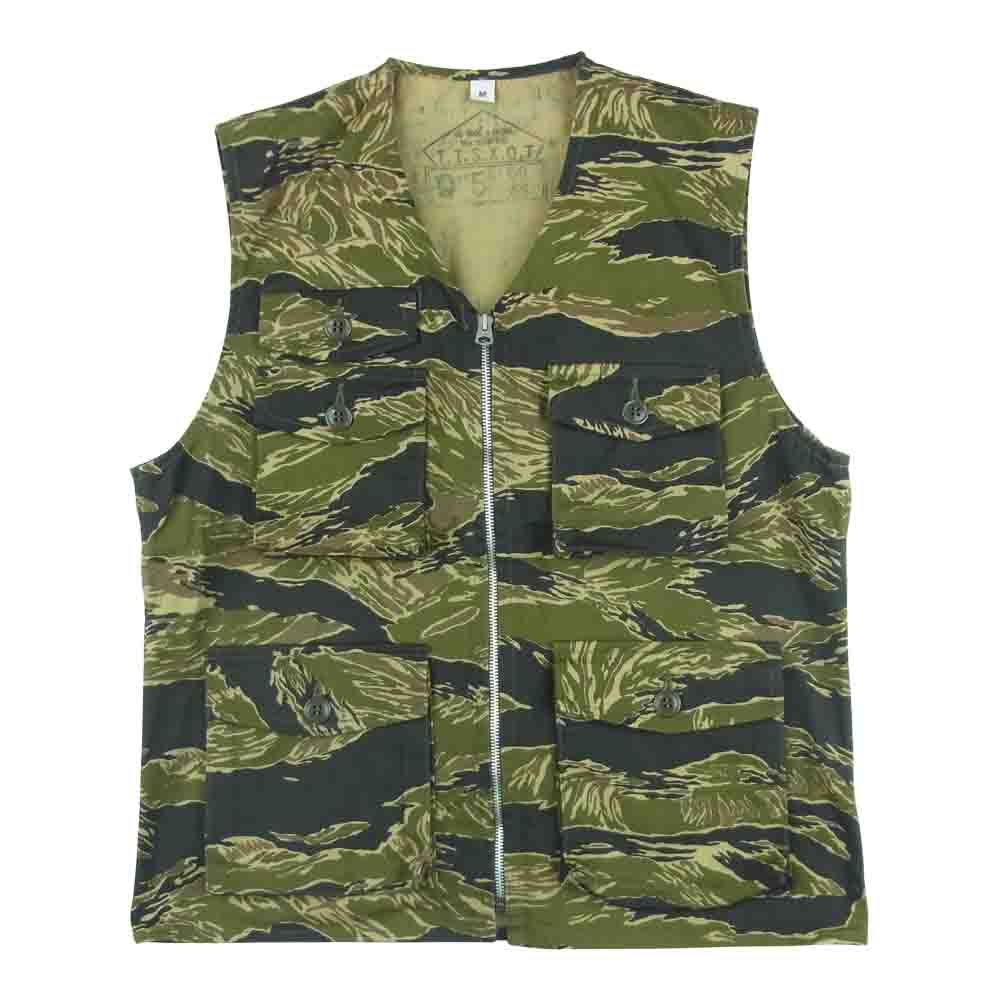 The REAL McCOY'S ザリアルマッコイズ TIGER CAMOUFLAGE VEST タイガー カモ 4ポケット ベスト カーキ系 M【美品】【中古】