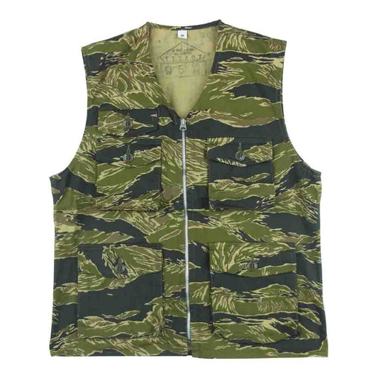 The REAL McCOY'S ザリアルマッコイズ TIGER CAMOUFLAGE VEST タイガー カモ 4ポケット ベスト カーキ系 M【美品】【中古】