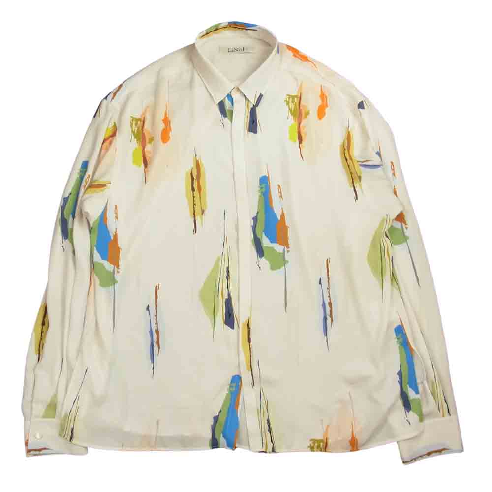 リノー  STUDIOUS 112300067 ART PRINT SHIRT プリント シャツ ホワイト系 1【美品】【中古】