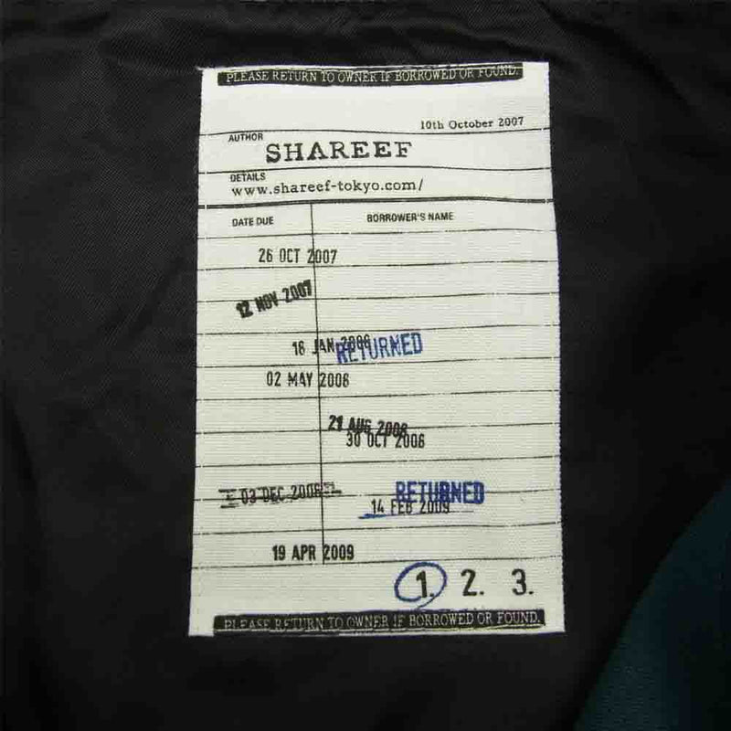 SHAREEF シャリーフ 20311708 EX．EMBROIDERY COACH JKT コーチ ジャケット グリーン系 1【中古】