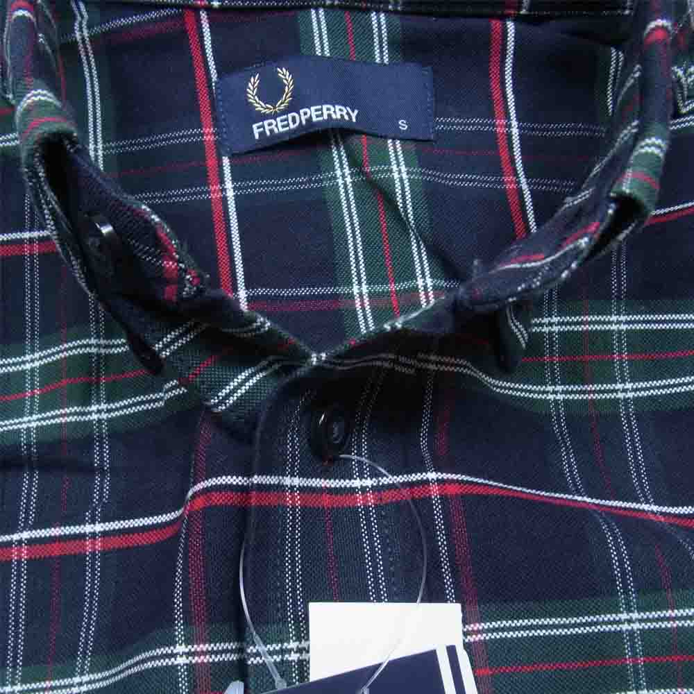 FRED PERRY フレッドペリー M5370 チェック ボタンダウン BD シャツ ネイビー系 S【新古品】【未使用】【中古】