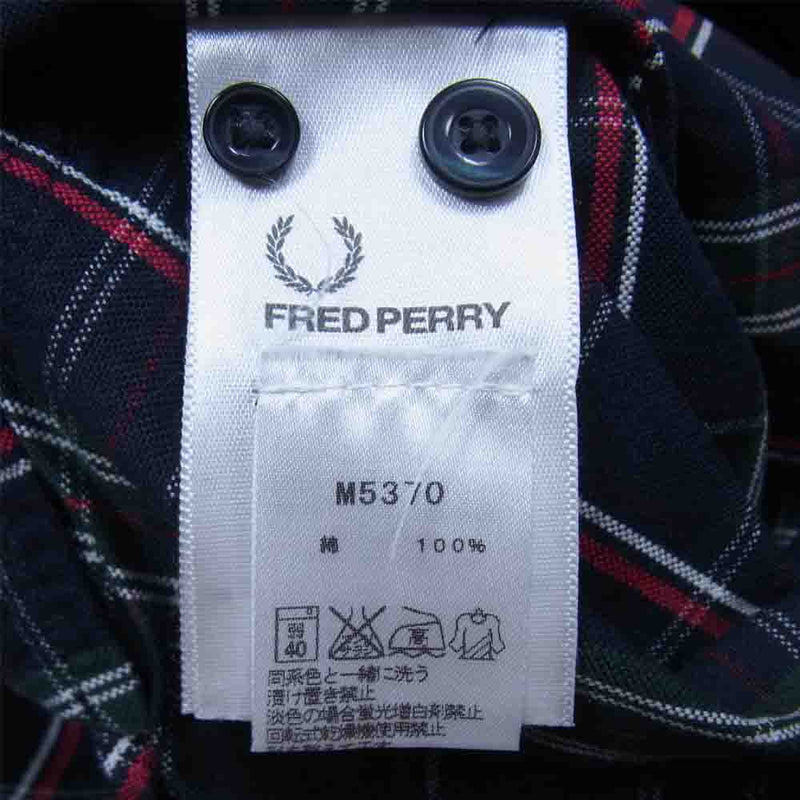 FRED PERRY フレッドペリー M5370 チェック ボタンダウン BD シャツ ネイビー系 S【新古品】【未使用】【中古】