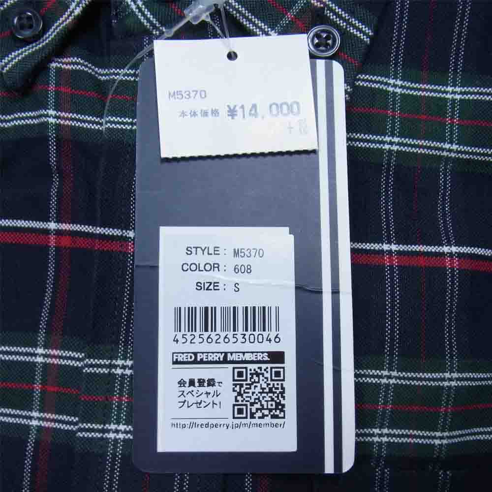 FRED PERRY フレッドペリー M5370 チェック ボタンダウン BD シャツ ネイビー系 S【新古品】【未使用】【中古】