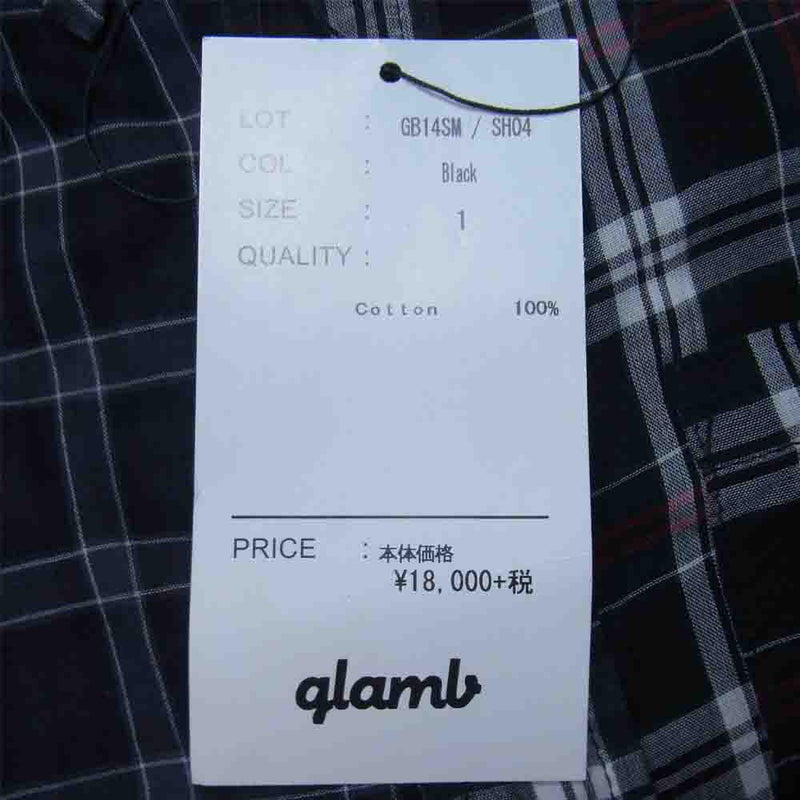 glamb グラム GB14SM クレイジーパターン チェック シャツ ブラック系 1【新古品】【未使用】【中古】