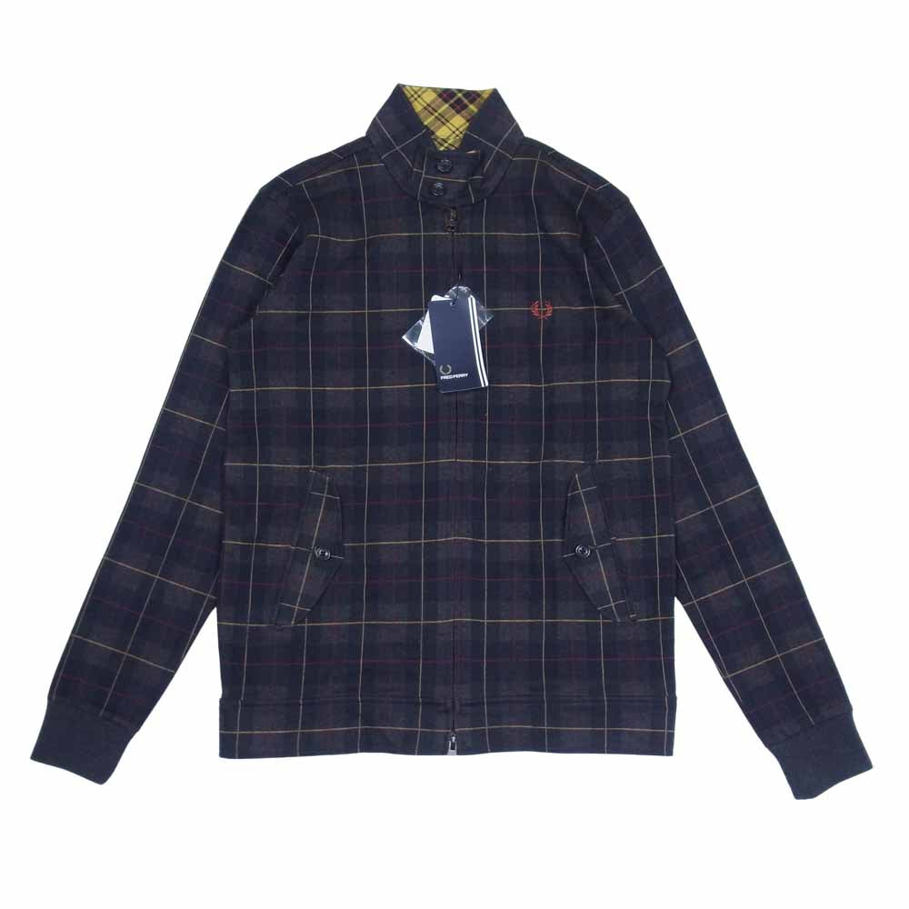 FRED PERRY フレッドペリー F2329 日本製 スイングトップ コットン チェック ハリントン ジャケット ブラック系 S【新古品】【未使用】【中古】