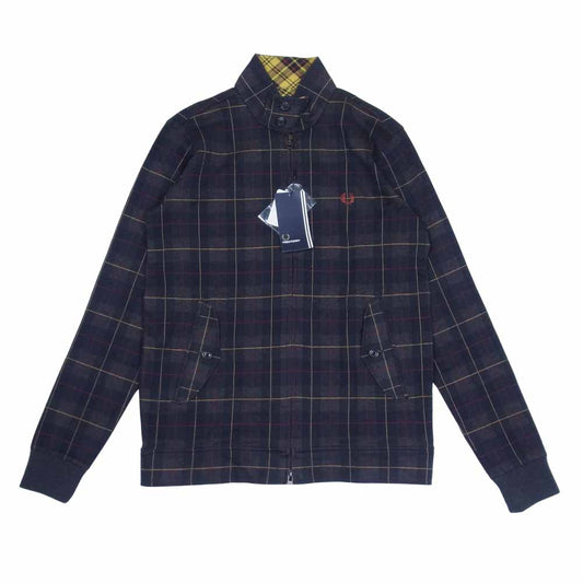 FRED PERRY フレッドペリー F2329 日本製 スイングトップ コットン チェック ハリントン ジャケット ブラック系 S【新古品】【未使用】【中古】