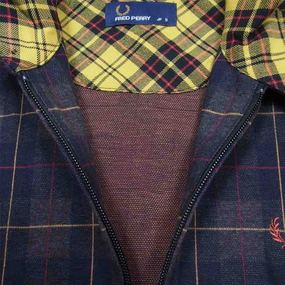 FRED PERRY フレッドペリー F2329 日本製 スイングトップ コットン チェック ハリントン ジャケット ブラック系 S【新古品】【未使用】【中古】