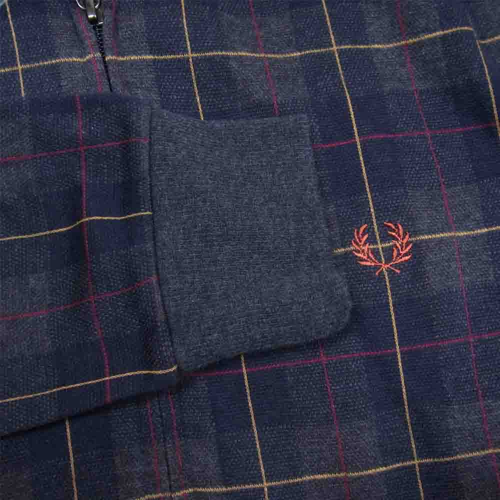 FRED PERRY フレッドペリー F2329 日本製 スイングトップ コットン チェック ハリントン ジャケット ブラック系 S【新古品】【未使用】【中古】