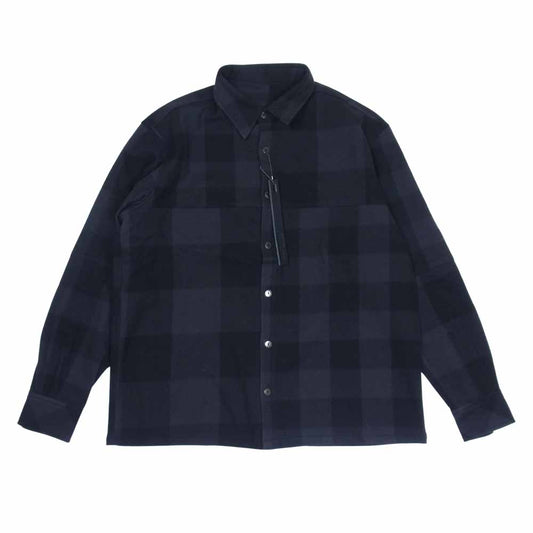 ISAMUKATAYAMA BACKLASH イサムカタヤマバックラッシュ 1960-01 ブロックチェック ストレッチウール シャツ ブラック系 S【新古品】【未使用】【中古】
