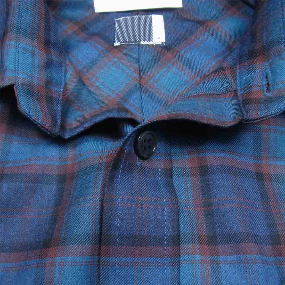 ファセッタズム 21AW CSW-SH-MO1 HIGH-LOW ZIPPER SHIRT ドッキング チェック ロング シャツ ネイビー系 3【新古品】【未使用】【中古】