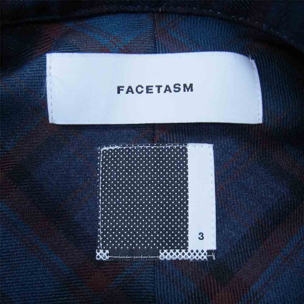 ファセッタズム 21AW CSW-SH-MO1 HIGH-LOW ZIPPER SHIRT ドッキング チェック ロング シャツ ネイビー系 3【新古品】【未使用】【中古】