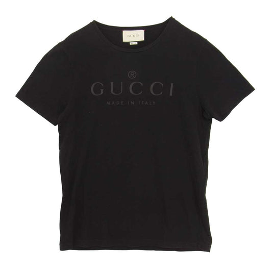 GUCCI グッチ 441685 X3A80 ロゴ プリント Tシャツ 半袖 ブラック系 L【中古】