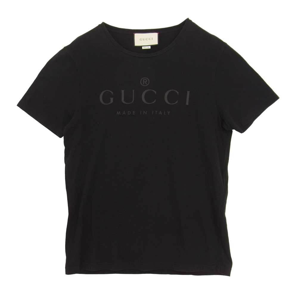 GUCCI グッチ 441685 X3A80 ロゴ プリント Tシャツ 半袖 ブラック系 L