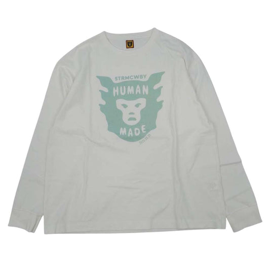 HUMAN MADE ヒューマンメイド 22SS HM FACE LOGO L/S T-SHIRT 長袖 Tシャツ ホワイト系 XXL【中古】