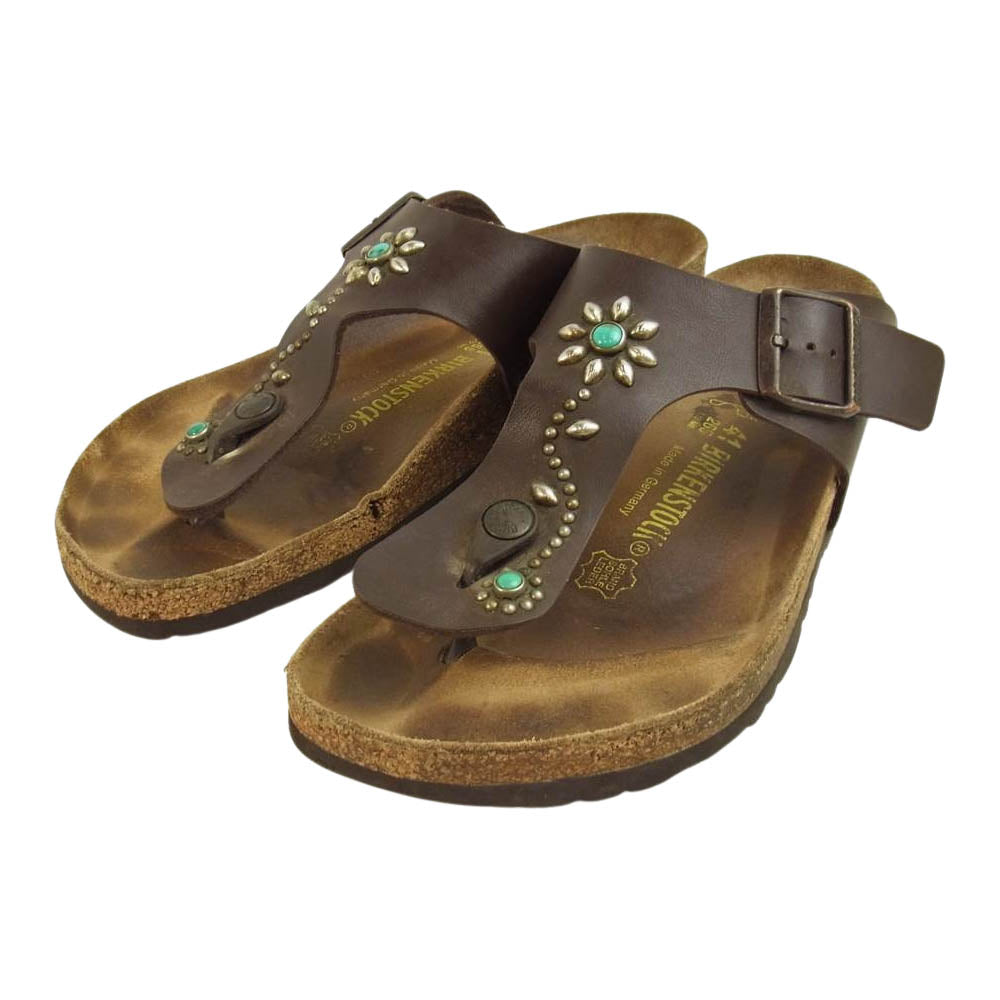 BIRKENSTOCK ビルケンシュトック × HTC RAMSES FLOWER ラムゼス フラワー スタッズ サンダル ダークブラウン系 41【中古】