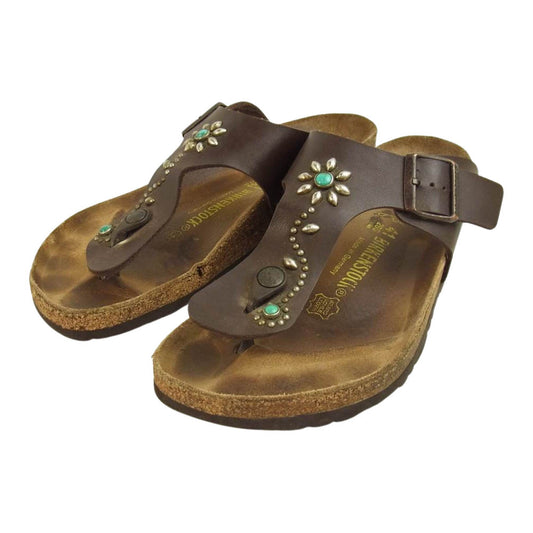 BIRKENSTOCK ビルケンシュトック × HTC RAMSES FLOWER ラムゼス フラワー スタッズ サンダル ダークブラウン系 41【中古】