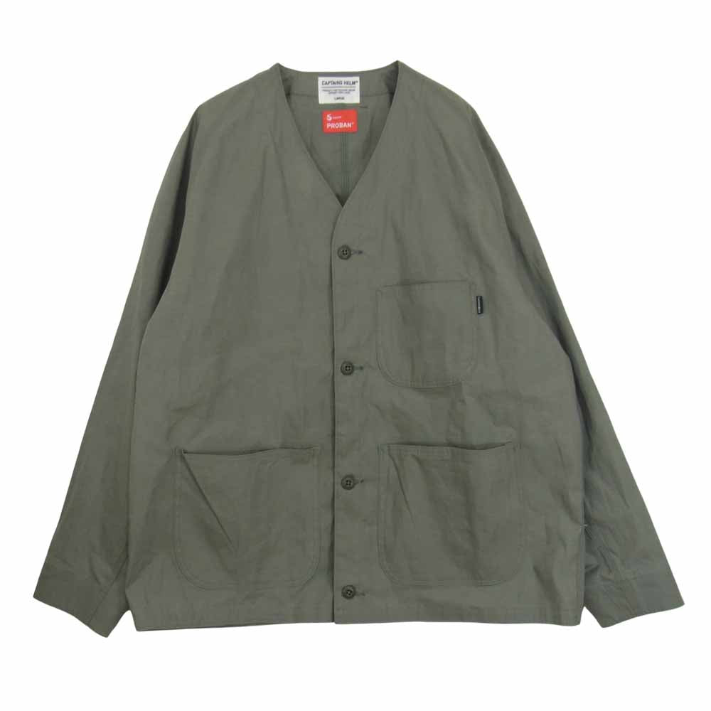 キャプテンズヘルム CAMPING ENGINEERS JACKET キャンピング ジャケット ノーカラー ジャケット カーキ系 L【中古】