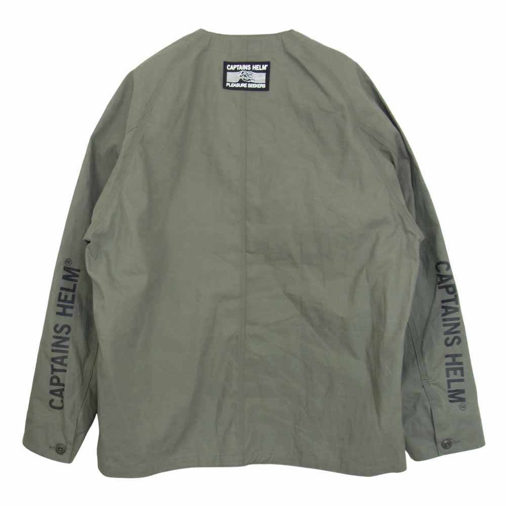 キャプテンズヘルム CAMPING ENGINEERS JACKET キャンピング ジャケット ノーカラー ジャケット カーキ系 L【中古】