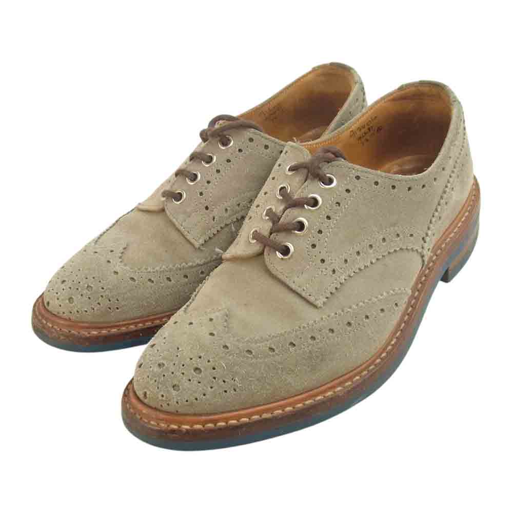 Tricker's トリッカーズ  BOURTON バートン スエード メダリオン ウイングチップ シューズ アッシュブラウン系 実寸約26㎝【中古】