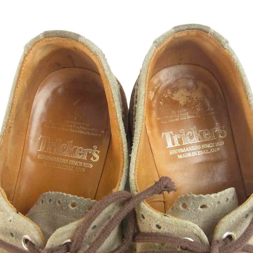Tricker's トリッカーズ  BOURTON バートン スエード メダリオン ウイングチップ シューズ アッシュブラウン系 実寸約26㎝【中古】
