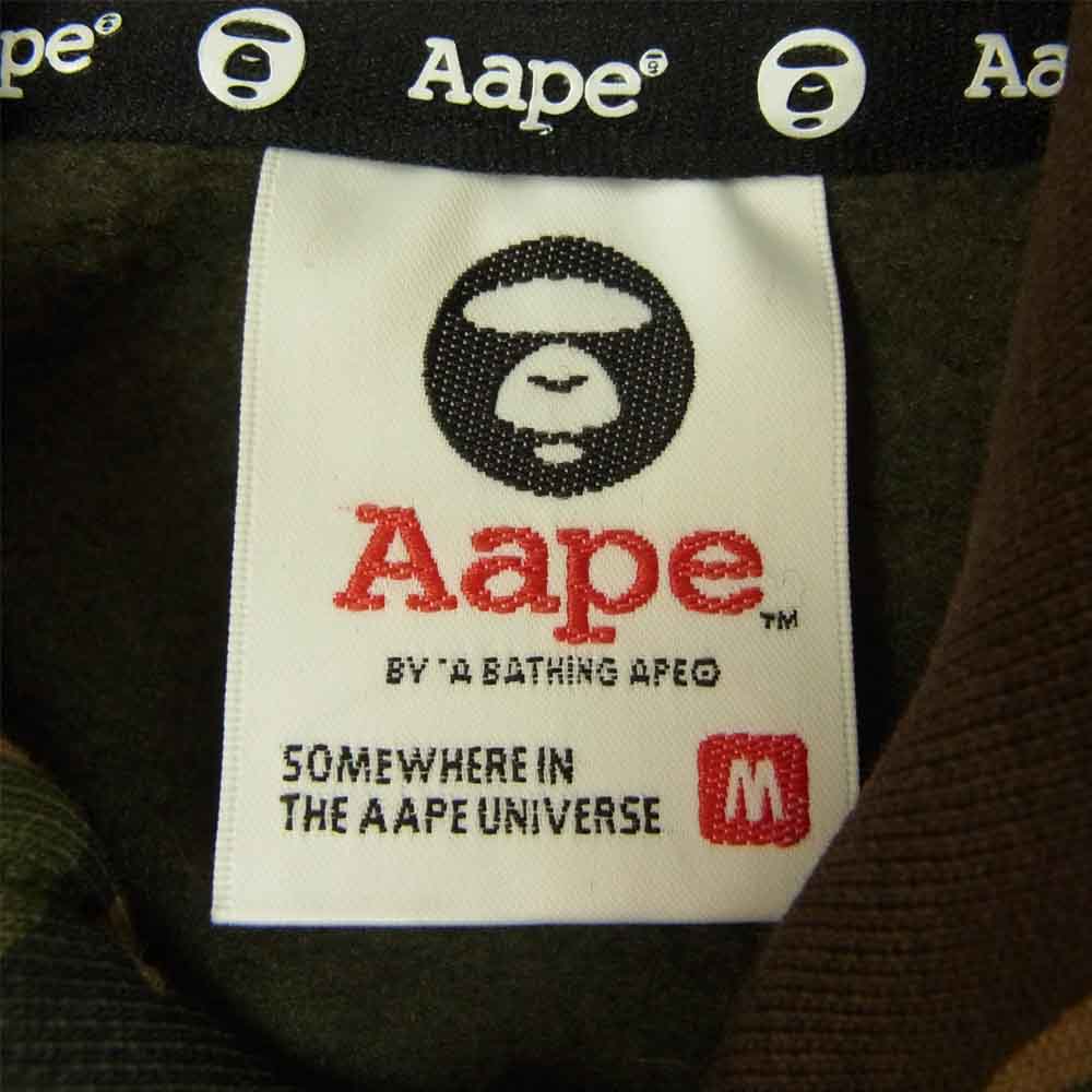 A BATHING APE アベイシングエイプ AAPE エーエイプ NOW カモ 切替 スタジャン スウェット パーカー カーキ系 M【中古】