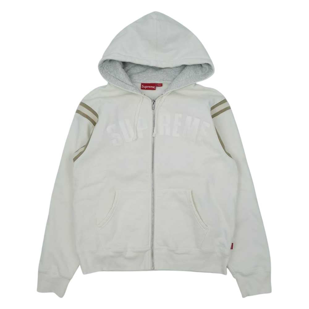 Supreme シュプリーム 18SS Jet Sleeve Zip Up Hooded Sweatshirt ジェット スリーブ アーチロゴ ジップ アップ フーデッド スウェット パーカー ホワイト系 S【中古】