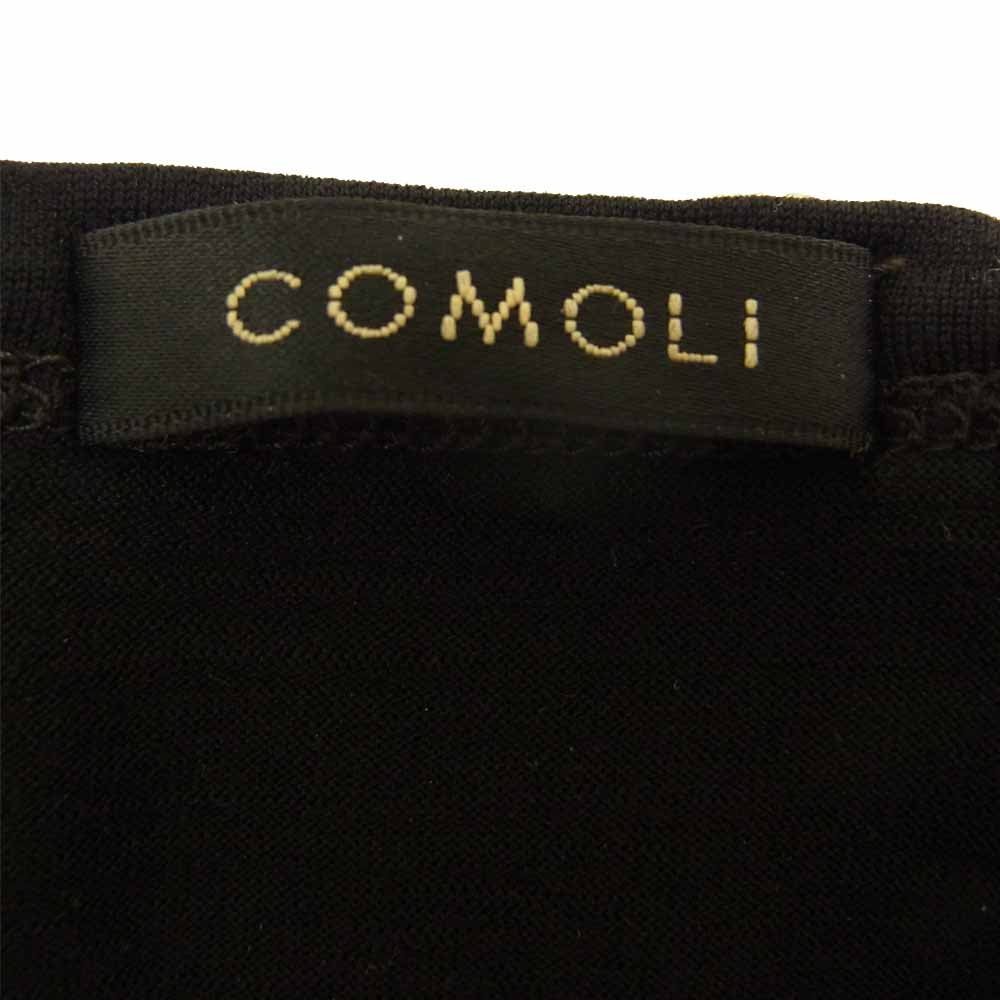 COMOLI コモリ  P01-05008 ウール ヘンリーネック Tシャツ ブラック系【美品】【中古】