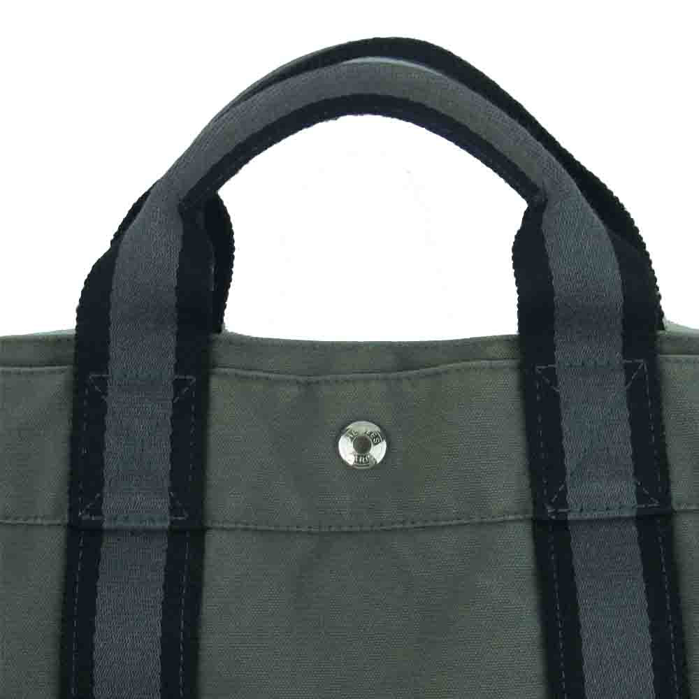 HERMES エルメス フールトゥ MM キャンバス トート バッグ コットン フランス製 グレー系【中古】