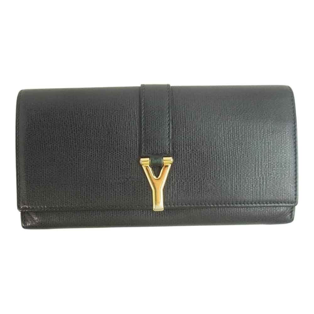 YVES SAINT LAURENT イヴサンローラン 513092 274524 Y金具 フラップ ウォレット ブラック系【中古】