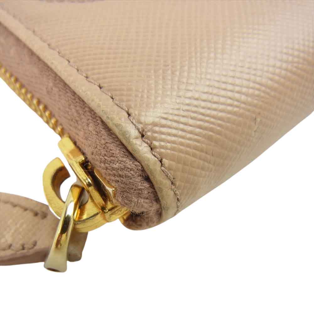 PRADA プラダ チェリー ラウンドジップ ウォレット ピンク系【中古】