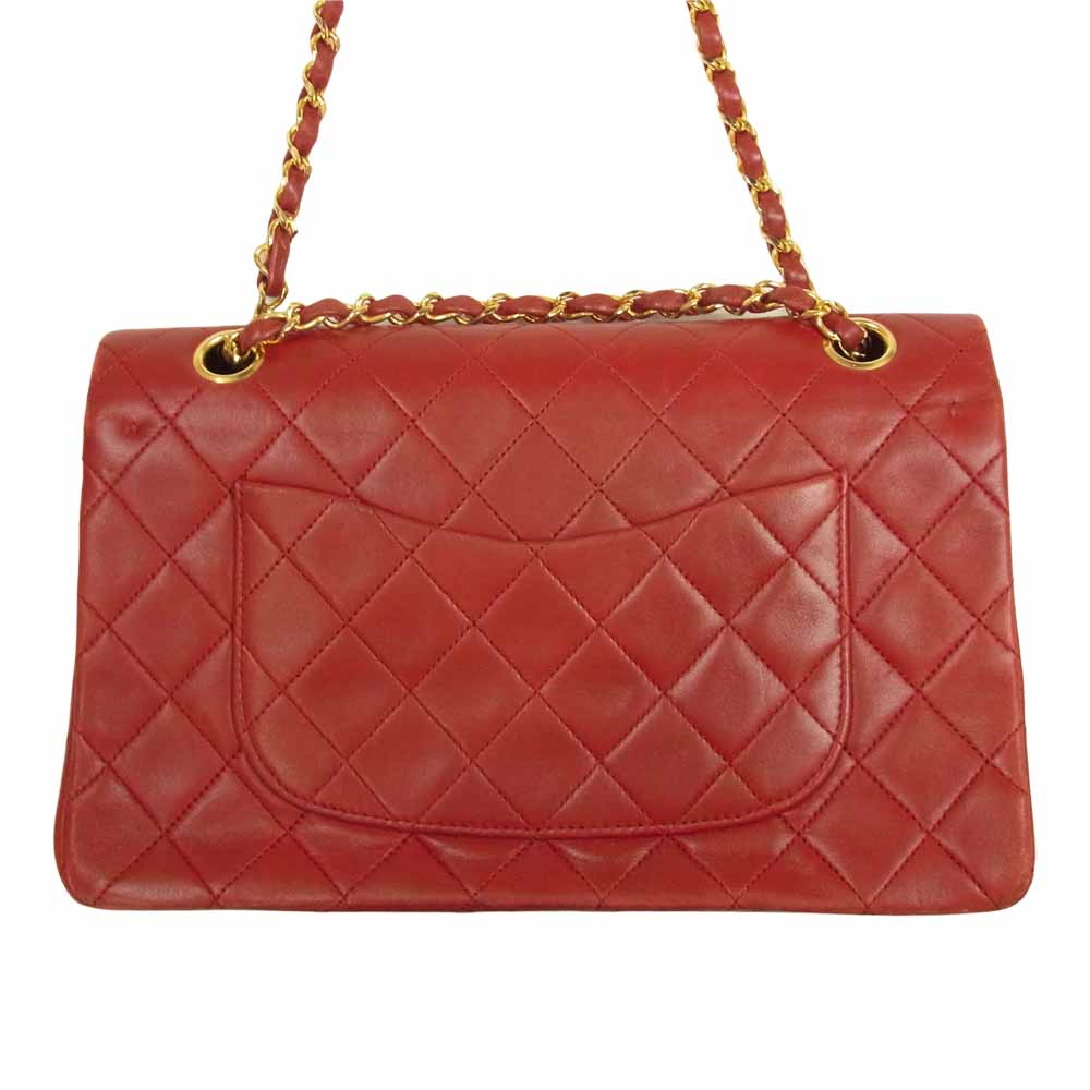 CHANEL シャネル マトラッセ ダブル フラップ チェーン ショルダー バッグ ゴールド金具 1番台 レッド系【中古】