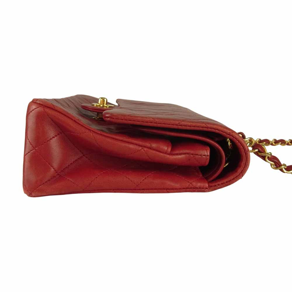 CHANEL シャネル マトラッセ ダブル フラップ チェーン ショルダー バッグ ゴールド金具 1番台 レッド系【中古】