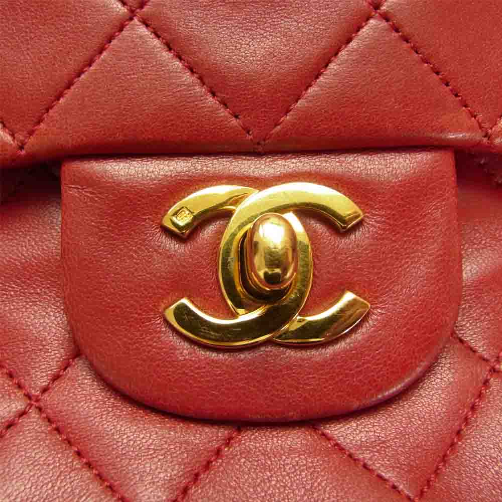 CHANEL シャネル マトラッセ ダブル フラップ チェーン ショルダー バッグ ゴールド金具 1番台 レッド系【中古】