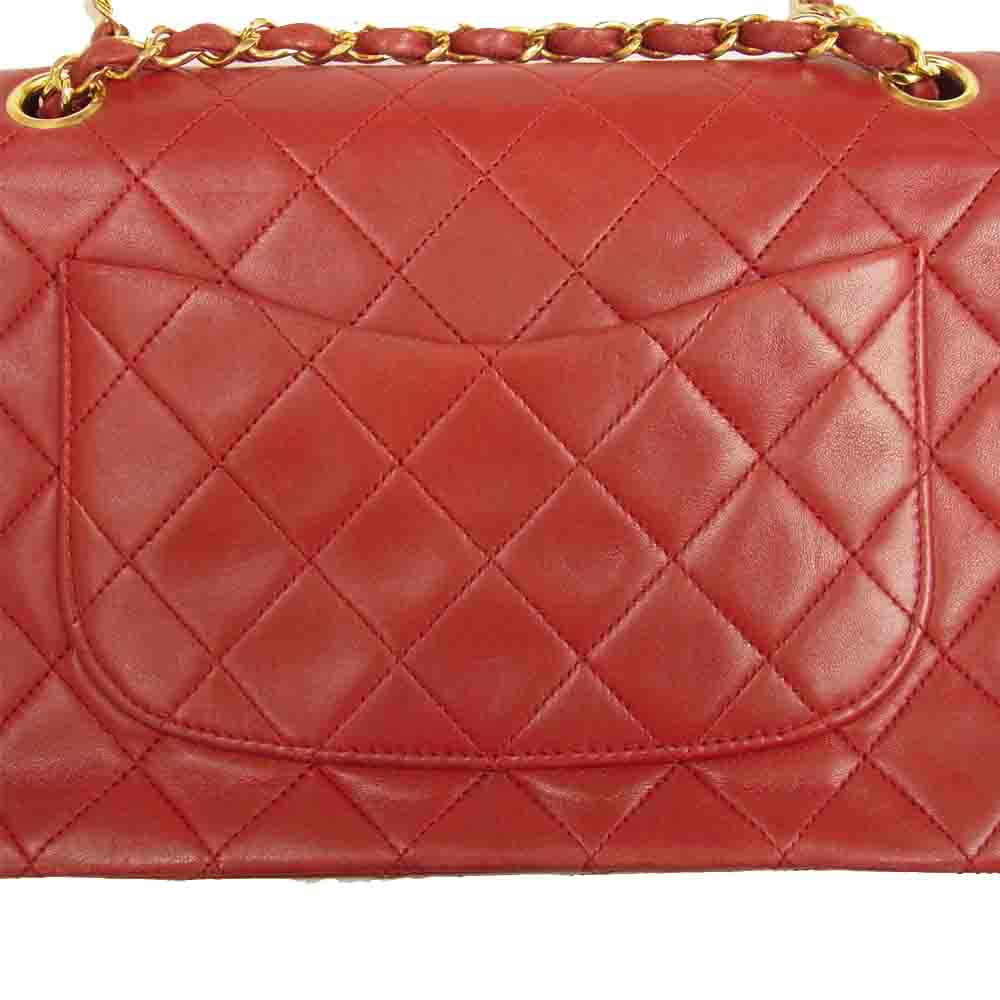 CHANEL シャネル マトラッセ ダブル フラップ チェーン ショルダー バッグ ゴールド金具 1番台 レッド系【中古】
