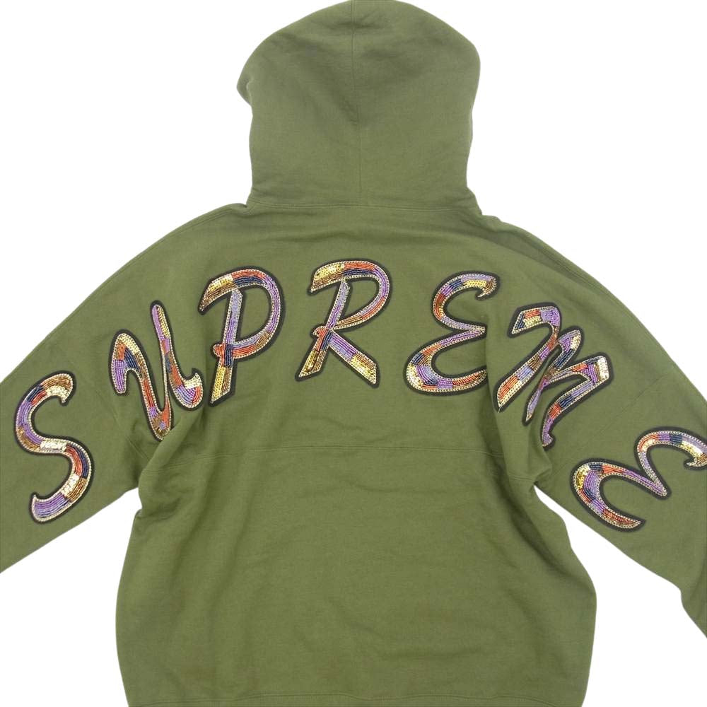 Supreme シュプリーム 22SS Beaded Hooded Sweatshirt ビーディド フーデッド スウェットシャツ パーカー オリーブ系 M【新古品】【未使用】【中古】