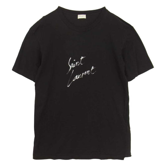 SAINT LAURENT サンローラン 480406 YB1GN ロゴ プリント クルーネック Tシャツ ブラック系 XS【中古】