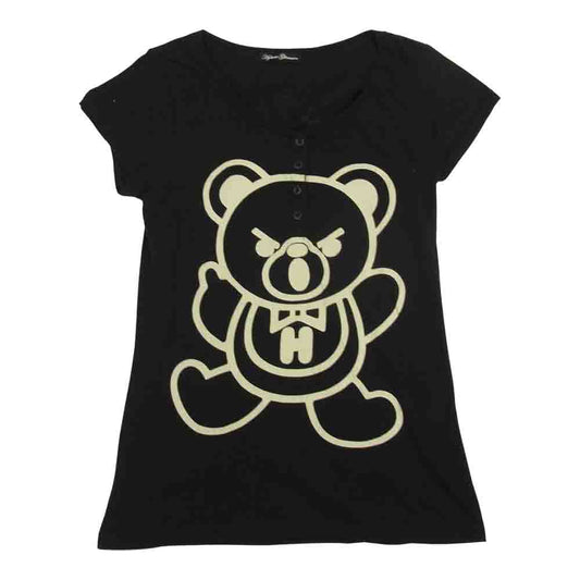 HYSTERIC GLAMOUR ヒステリックグラマー 0122CT33 ファック ベアー  ヘンリーネック カットソー レディース ブラック系 F【中古】