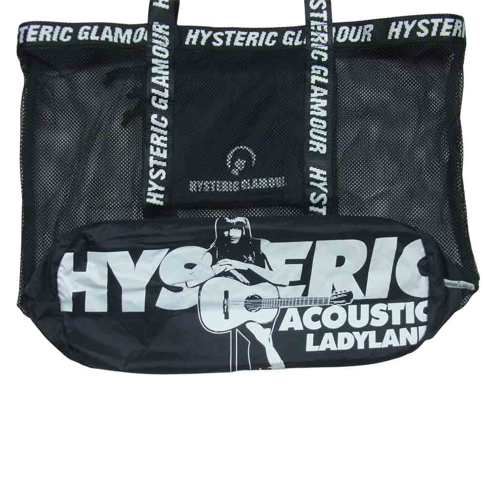 HYSTERIC GLAMOUR ヒステリックグラマー LOGO TAPE MESH ロゴ テープ メッシュ トート バッグ 中国製 ブラック系【美品】【中古】