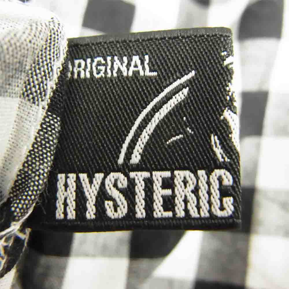 HYSTERIC GLAMOUR ヒステリックグラマー 01182AH07 SKULL CROSS スカル刺繍 ギンガムチェック パフスリーブ プルオーバー ブラウス レディース ブラック系 F【新古品】【未使用】【中古】