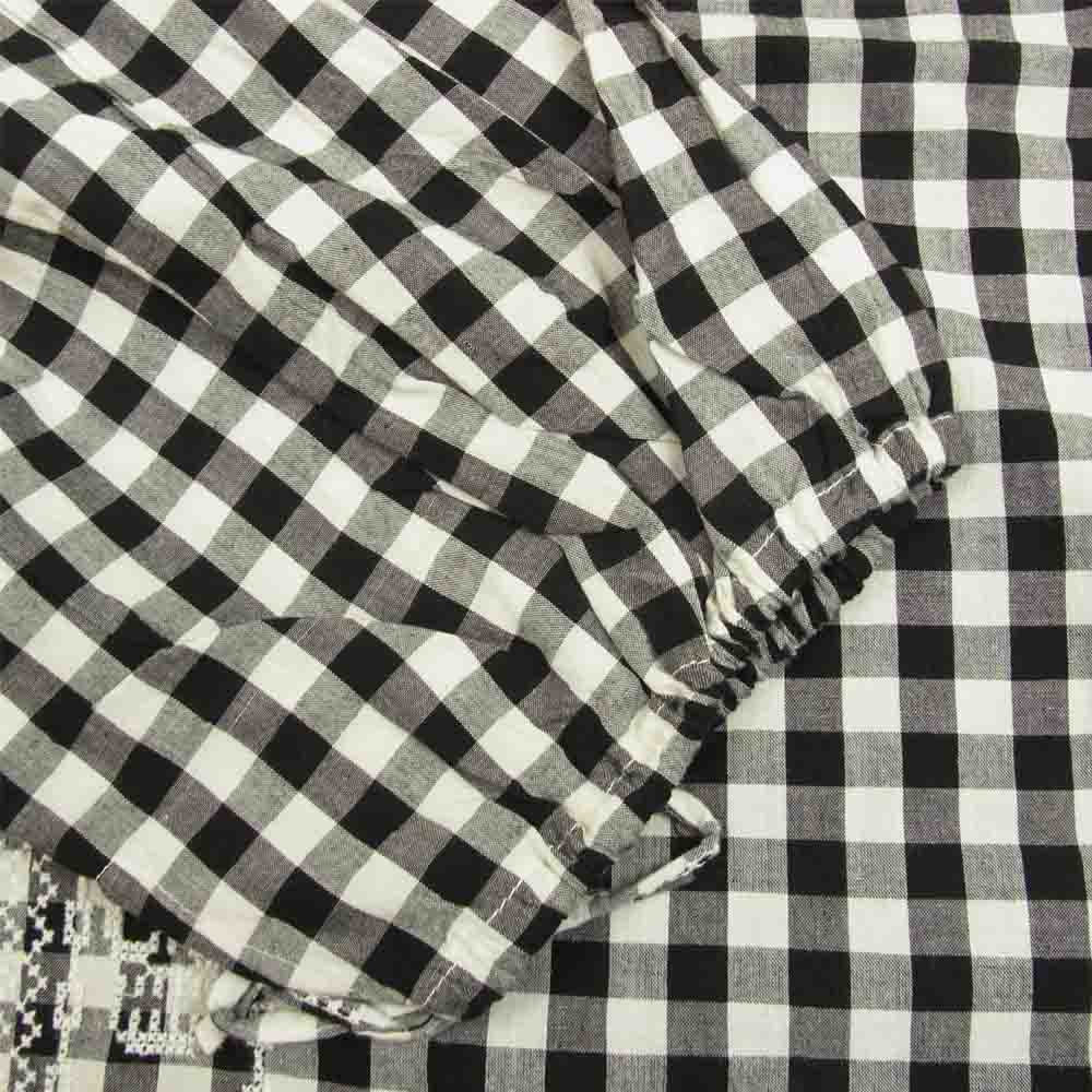 HYSTERIC GLAMOUR ヒステリックグラマー 01182AH07 SKULL CROSS スカル刺繍 ギンガムチェック パフスリーブ プルオーバー ブラウス レディース ブラック系 F【新古品】【未使用】【中古】