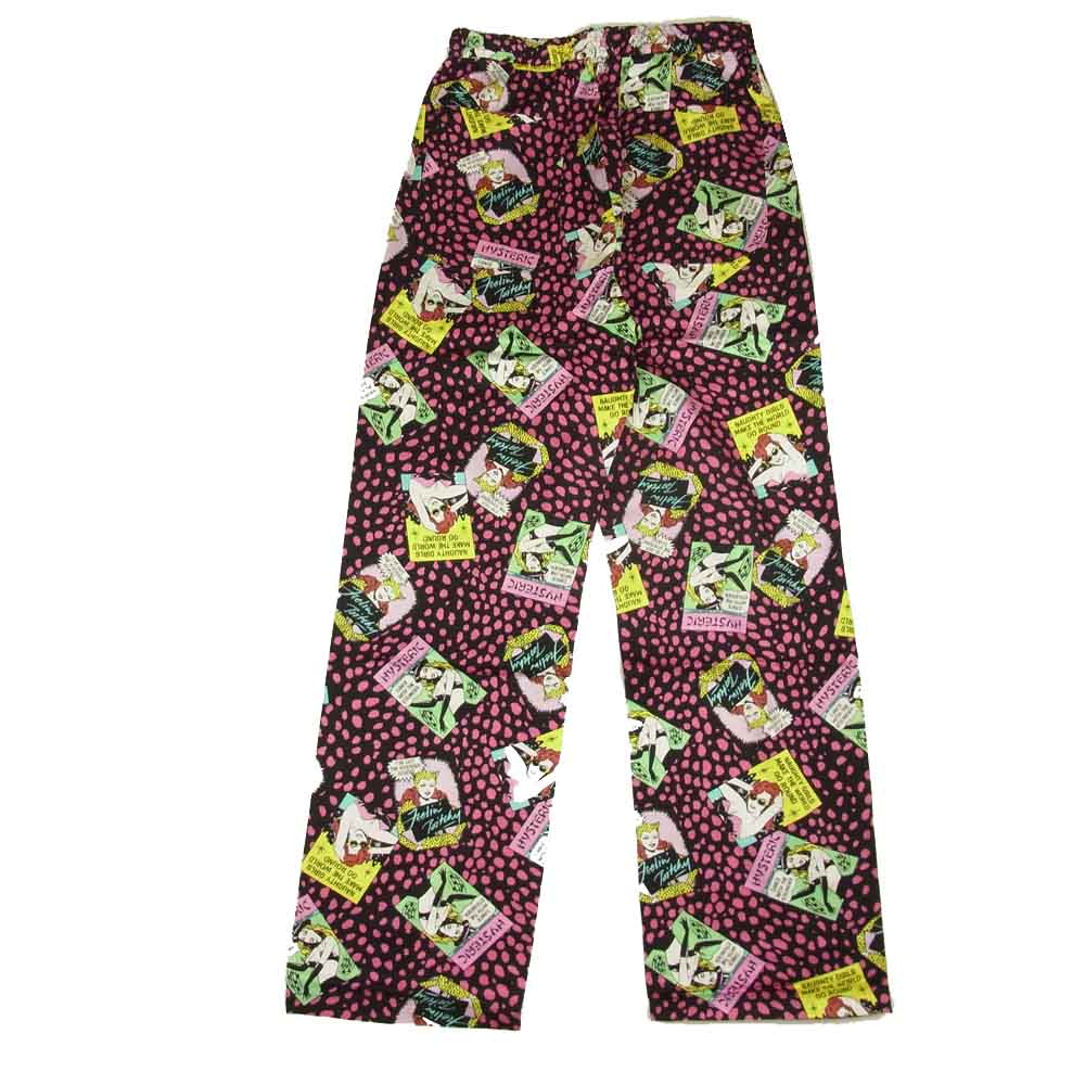 HYSTERIC GLAMOUR ヒステリックグラマー 0119AP07 レーヨン 総柄 パンツ ブラック系 S【新古品】【未使用】【中古】