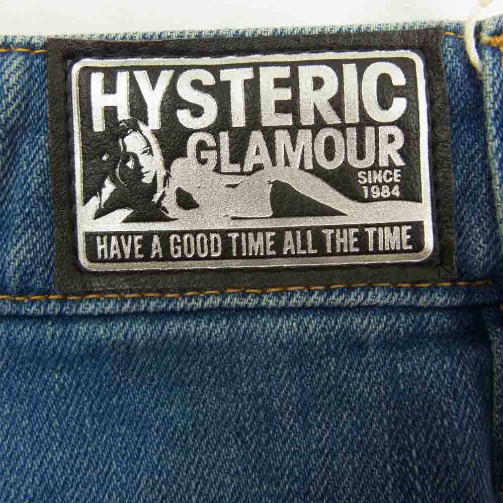 HYSTERIC GLAMOUR ヒステリックグラマー 01182AP13 USED加工 デニム ハイライズ 九分丈 フレア パンツ インディゴブルー系 28【新古品】【未使用】【中古】
