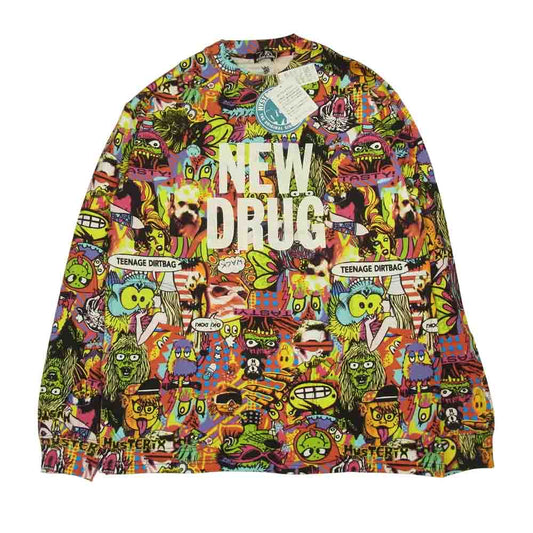 HYSTERIC GLAMOUR ヒステリックグラマー 02182CL01 SKLX/TASTY COLLAGE 総柄 ポケット Tシャツ 長袖 マルチカラー系 M【新古品】【未使用】【中古】