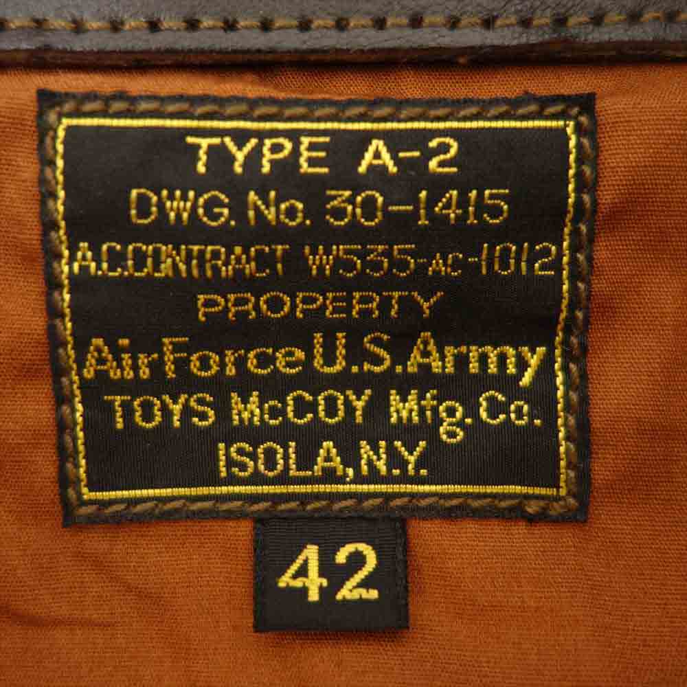 TOY'S McCOY トイズマッコイ TMJ1936 STORE EX TYPE A-2 TOYS McCOY MFG.CO. Capt. McCOY ストア別注 レザー フライト ジャケット ダークブラウン系 42【新古品】【未使用】【中古】