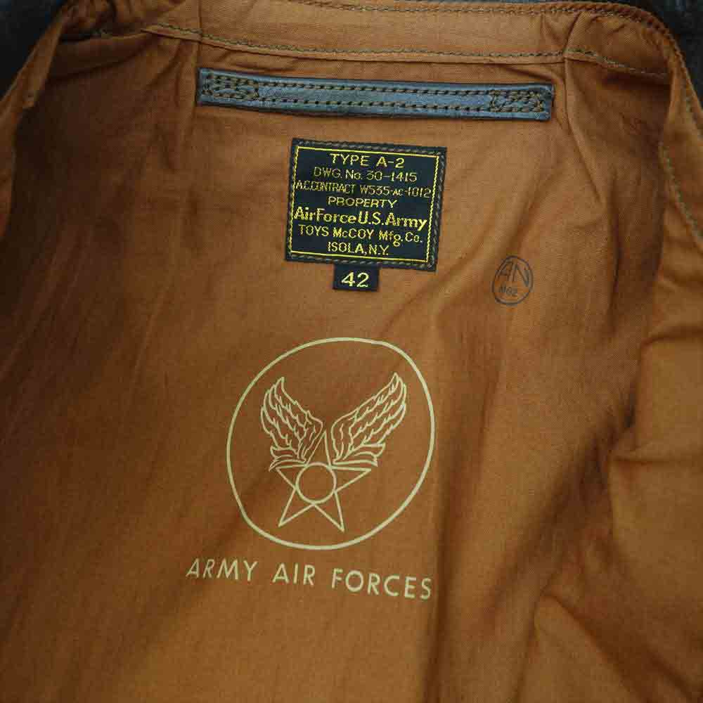 TOY'S McCOY トイズマッコイ STORE EX TYPE A-2 TOYS McCOY MFG.CO. DEATH FROM ABOVE  ストア別注 レザークラフトパッチカスタム フライト ジャケット ダークブラウン系 42【新古品】【未使用】【中古】